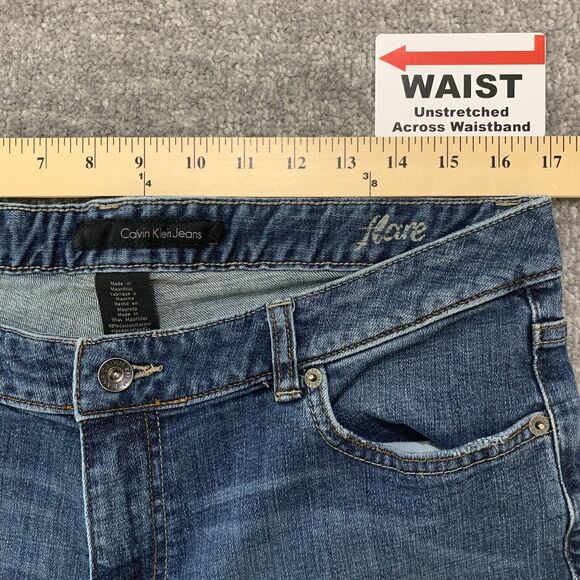 Calvin Klein Flared Jeans Women 14 Blue 5-Pocket Design‎ Stretch Belt Loops E50 - Picture 9 of 16